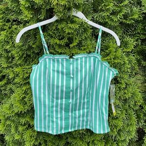 Green stripe crop top